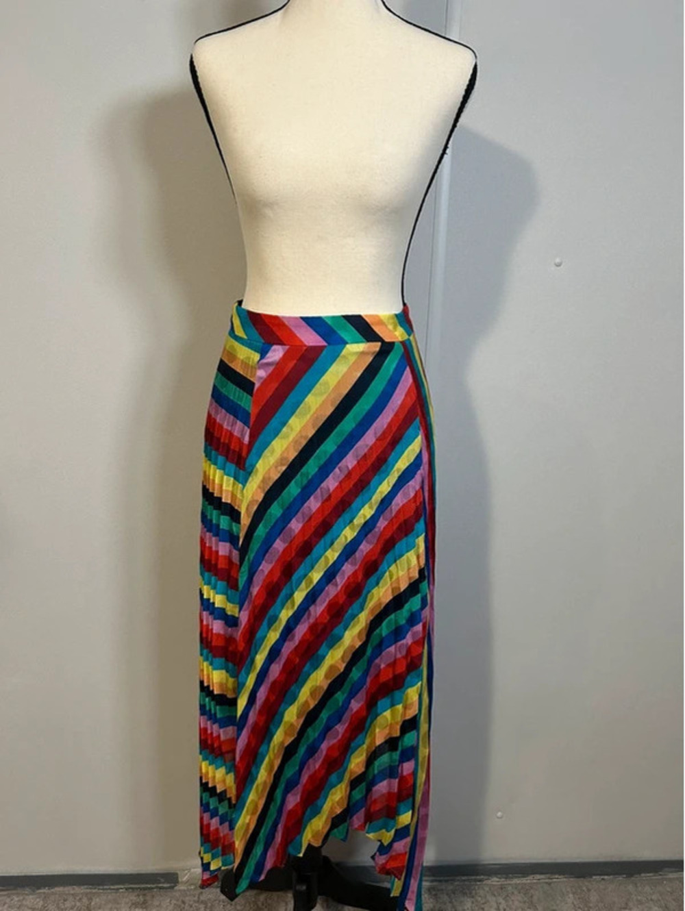 Simply Styled Petite Rainbow Stripe Asymmetrical Maxi Skirt